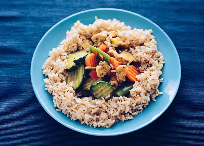 Salmon & Veggies on Rice
